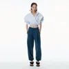 Alexander Wang Logo Waistband Pleated Sweatpants In Vintage Navy