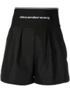 Alexander Wang High Waisted Shorts With Exposed Zipper And Logo Elastic In Black
