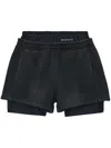 Alexander Wang Logo Waistband Shorts With Layered Design In Grey