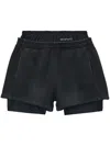 Alexander Wang Logo Waistband Shorts With Layered Design In Grey
