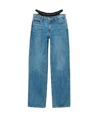 Alexander Wang Mid-rise Relaxed Jeans With Pre-styled Logo Brief In Blue