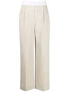 Alexander Wang Logo-waistband Straight-leg Trousers In Neutrals
