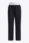 Alexander Wang Logo Waistband Track Pants In Black