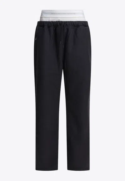 Alexander Wang Logo Waistband Track Pants In Black