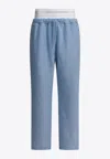 Alexander Wang Logo Waistband Track Pants In Blue