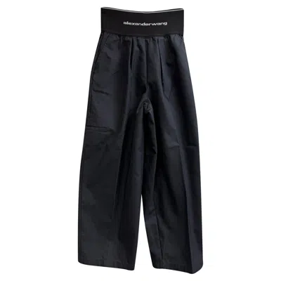 Alexander Wang Logo Waistband Trousers In Black Cotton