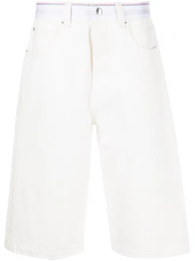 Alexander Wang Logo Board Short In Natural Denim In Vintage White