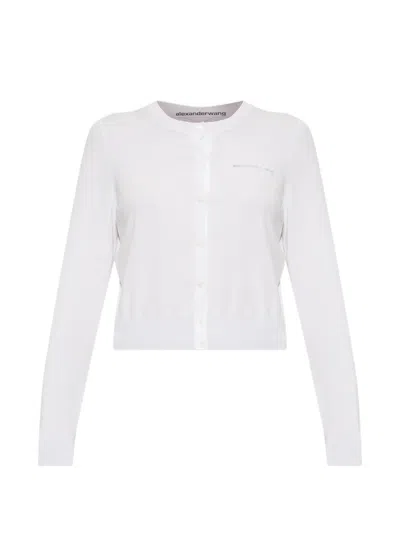 Alexander Wang Logo-detail Buttoned Cardigan In White