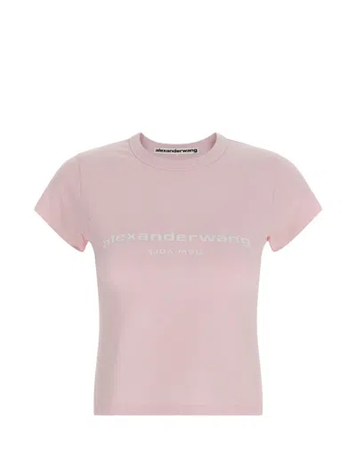 Alexander Wang Logo-detail T-shirt In Pink