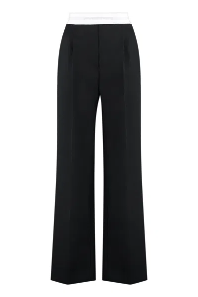 Alexander Wang Logo-detailed Wool Blend Trousers In Black