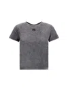 Alexander Wang Logo-embroidered Cotton Top In Gray