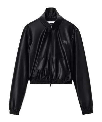 Alexander Wang Logo-embellished Elastic-waist Jacket In Black