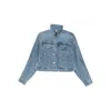 Alexander Wang Denim Track Jacket With Embossed Logo Panel In Blue