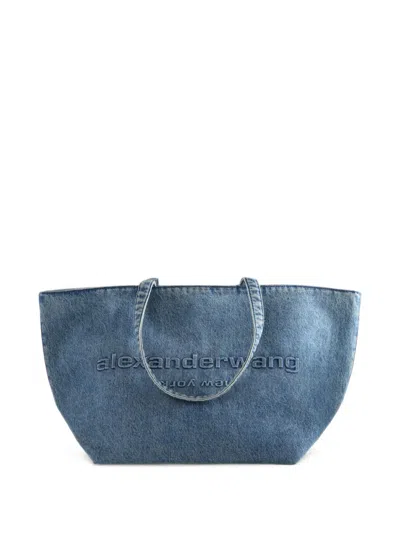 Alexander Wang Logo-embossed Denim Tote Bag In White
