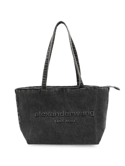 Alexander Wang Logo-embossed Denim Tote Bag In Gray