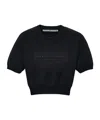 Alexander Wang Cotton-blend Chenille Cropped Pullover With Logo In Black
