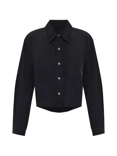 Alexander Wang Logo-embroidered Cropped Shirt In Black
