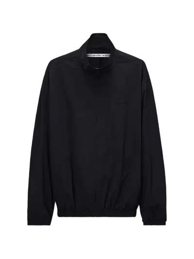 Alexander Wang Logo-embroidered Zip-up Jacket In Black