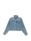Alexander Wang Denim Track Jacket With Embossed Logo Panel In Blue