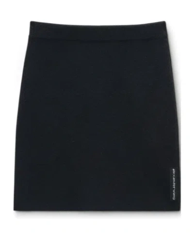 Alexander Wang Logo-patch Knitted Mini Skirt In Black