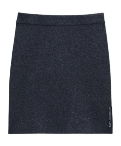 Alexander Wang Logo-patch Knitted Mini Skirt In Blue