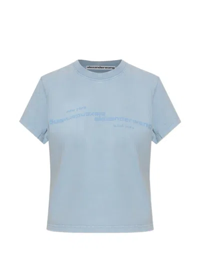 Alexander Wang Logo-print Cotton T-shirt In Blue