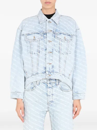 Alexander Wang Logo-print Denim Jacket In Blue