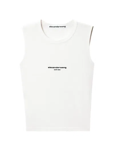 Alexander Wang Logo-print Fitted Tank Top In White