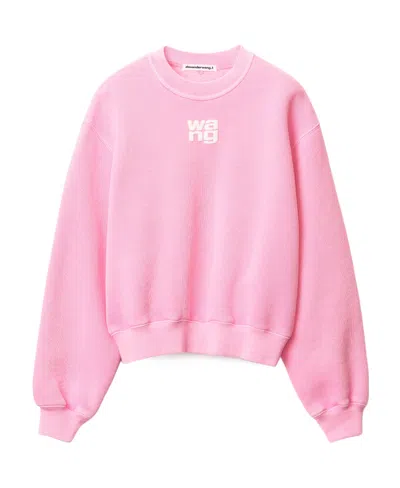 Alexander Wang Logo-print Long-sleeve Sweatshirt In Pink