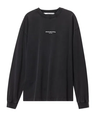 Alexander Wang Logo-print Long-sleeve T-shirt In Black