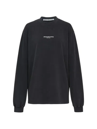 Alexander Wang Logo-print Long-sleeve T-shirt In Black