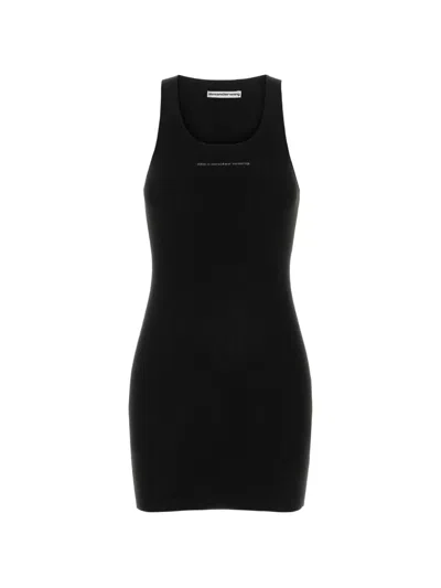 Alexander Wang Logo-print Mini Dress In Black