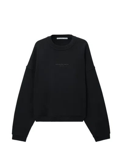Alexander Wang Logo-print Oversized Crew-neck Sweatshirt In Black