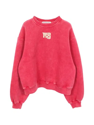Pre-owned Alexander Wang Logo-print Sweater In Red