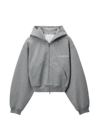 Alexander Wang Alexanderwang Zip Up Logo Hoodie In Gray