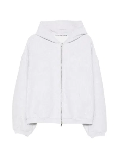 Alexander Wang Logo-print Zip-up Hoodie In White