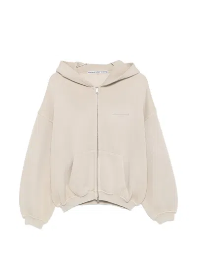 ALEXANDER WANG LOGO-PRINT ZIP-UP HOODIE