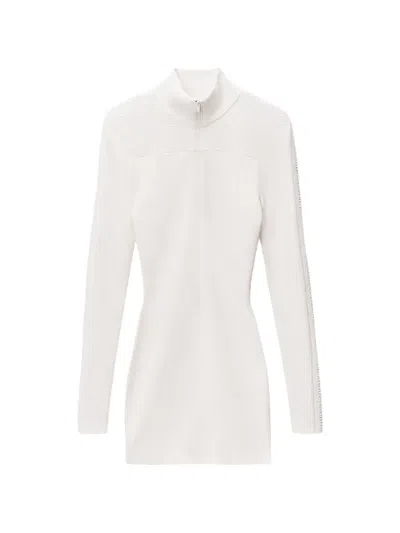 Alexander Wang Logo-stripe Ribbed Mini Dress In White