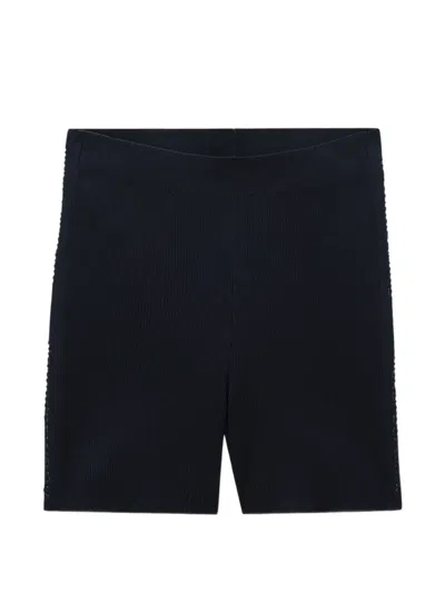 Alexander Wang Logo-stripe Ribbed Mini Shorts In Black