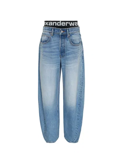 Alexander Wang Logo-waistband Jeans In Blue