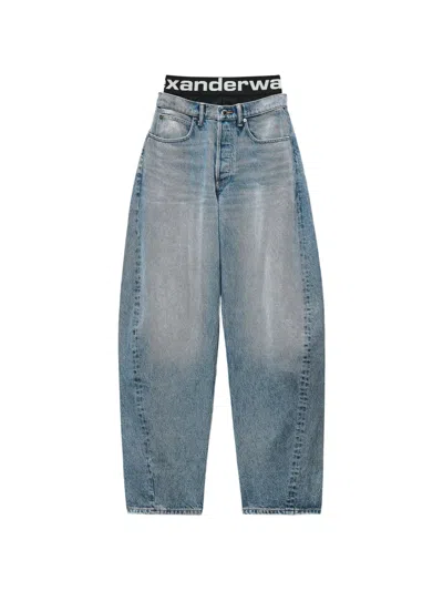 Alexander Wang Logo-waistband Layered-effect Tapered Jeans In Animal Print