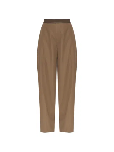 Alexander Wang Logo-waistband Palazzo Pants In Brown