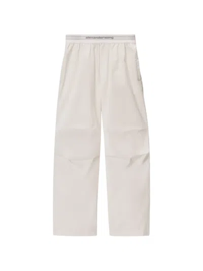 Alexander Wang Logo-waistband Wide-leg Trousers In White