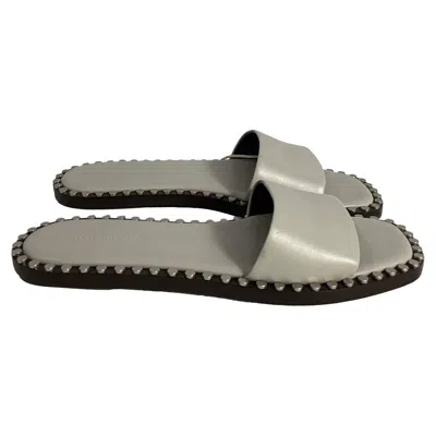 Alexander Wang Lola Studded Slip-on Sandals In Grey Leather