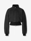 Alexander Wang Women Slate Denim Bomber Jacket In Black