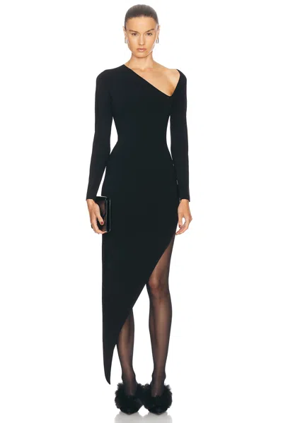 Alexander Wang Long Sleeve Asymmetric Dress In Black