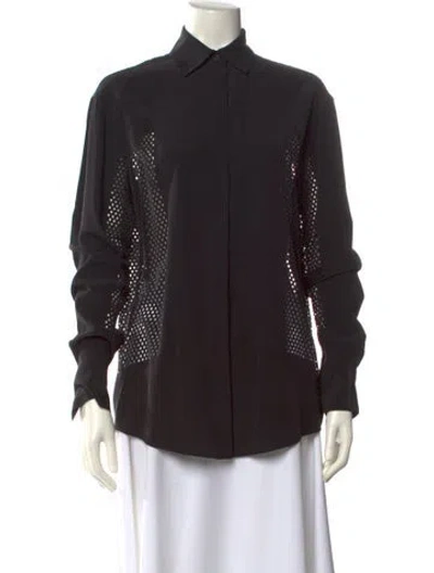 Pre-owned Alexander Wang Long Sleeve Button-up Top In Black