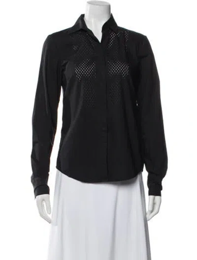 Pre-owned Alexander Wang Long Sleeve Button-up Top In Black