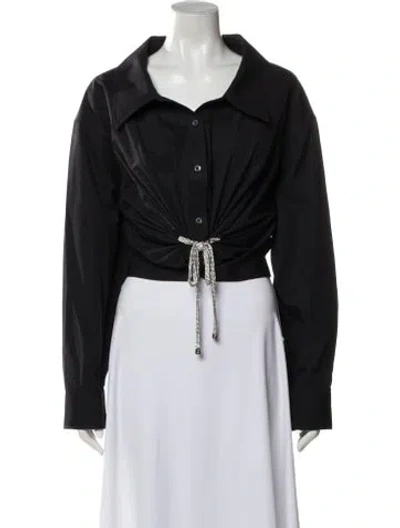 Pre-owned Alexander Wang Long Sleeve Button-up Top In Black