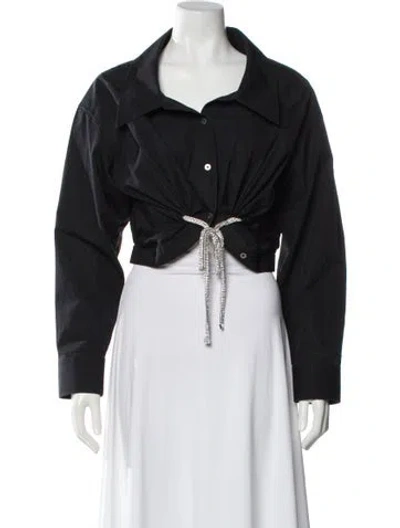 Pre-owned Alexander Wang Long Sleeve Button-up Top In Black